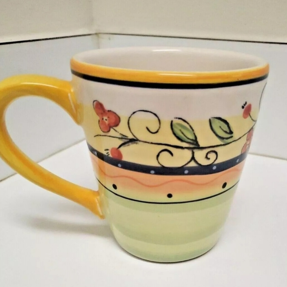 Philippe Richard ITALIA Floral 8 Oz Mug ☆ Handpainted ☆Handcrafted Pre-owned